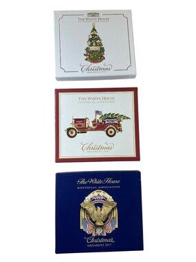 Lot of 3 White House Historical Assoc. Christmas Ornaments 2015 2016 2017 Boxed